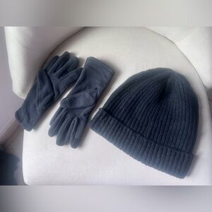Lands' End micro fleece ez touch screen gloves women small & cuffed beanie NWOT